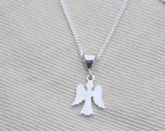 Sterling Silver Angel necklace, guardian Angel sterling silver necklace, silver angel necklace, choose chain. baptism gift