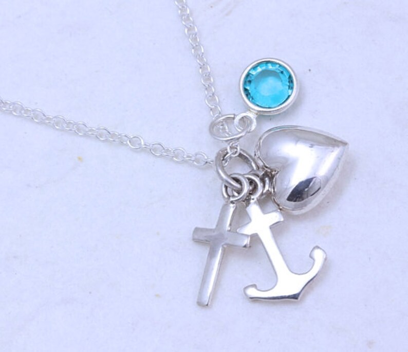 Sterling Silver Faith Hope Charity Necklace. Silver Charity Etsy