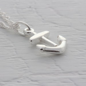 Sterling Silver small Anchor pendant Necklace on Sterling Silver chain, Beach Party necklace, Nautical navy necklace image 3