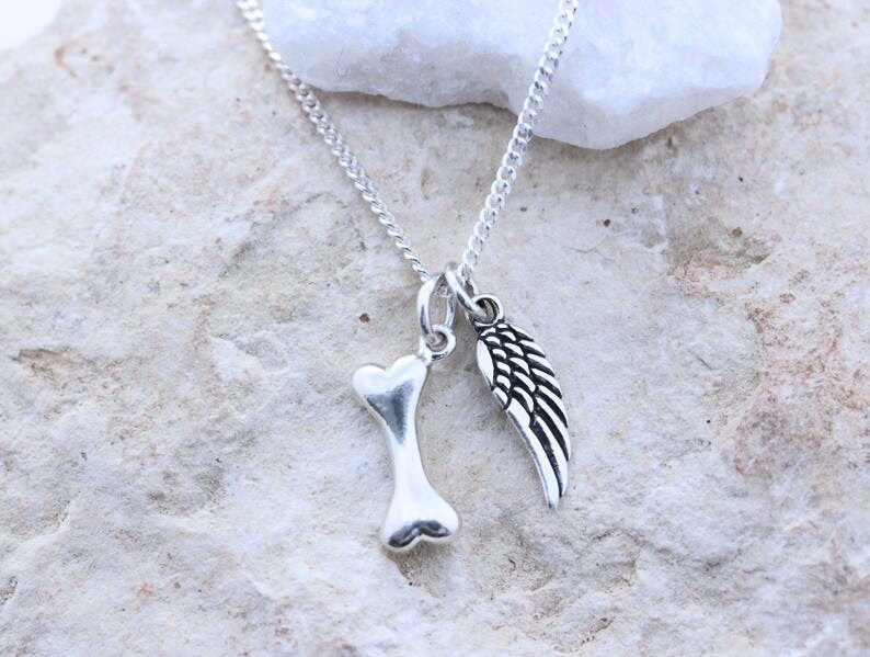 Sterling Silver Bone Necklace. Choose a Charm with Dog Bone. Choose chain image 4