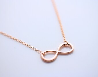 Infinity Gold Rose Cross Necklace -  Gold Rose Infinity Necklace Jewelry. Rose Gold Necklace.