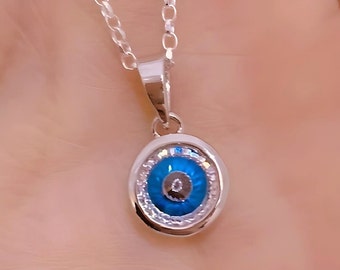 925 Sterling silver Evil Eye Necklace. Cubic zirconia evil eye necklace Mati Evil eye in sterling silver.