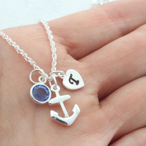 Sterling Silver small Anchor pendant Necklace on Sterling Silver chain, Beach Party necklace, Nautical navy necklace image 4