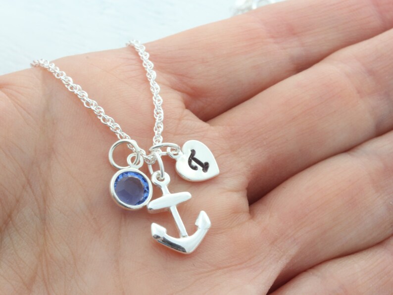 Sterling Silver small Anchor pendant Necklace on Sterling Silver chain, Beach Party necklace, Nautical navy necklace image 4