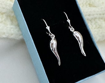 Solid Sterling Silver Cornetto Earrings. Italian Cornetto Sterling silver. Hypoallergenic, NO Lead, Pewter or Nickel.