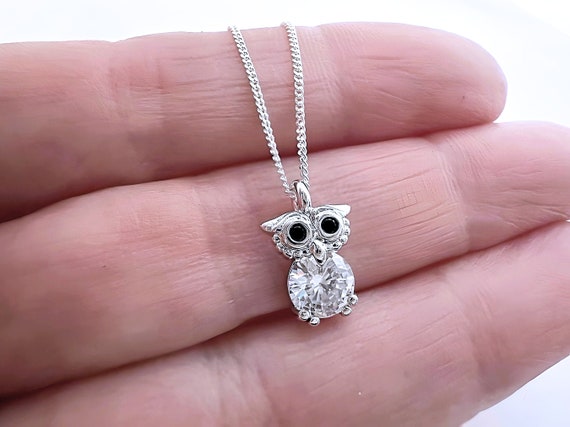 Buy Small Silver Owl Necklace Wisdom Owl Necklace on Sterling