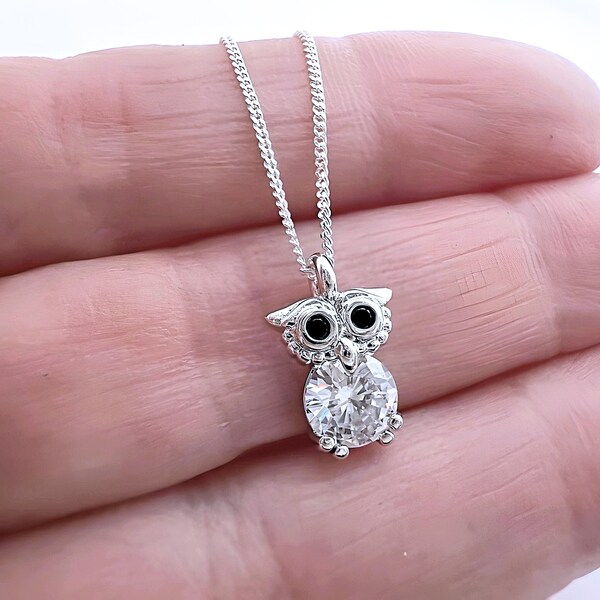 Silver Owl Necklace Etsy