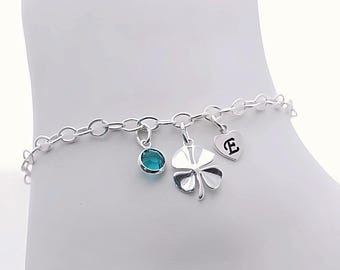 シルバーまたはゴールドの繊細なクローバーブレスレットをお選び