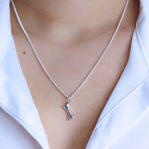 Sterling Silver Bone Necklace. Choose a Charm with Dog Bone. Choose chain image 3