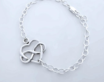 Sterling silver Infinity Bracelet, Customized Initial Charms Option.