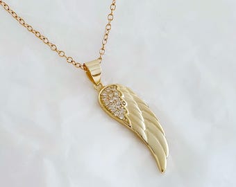 Collier aile d'ange en or Collier aile CZ. Choisissez la chaîne