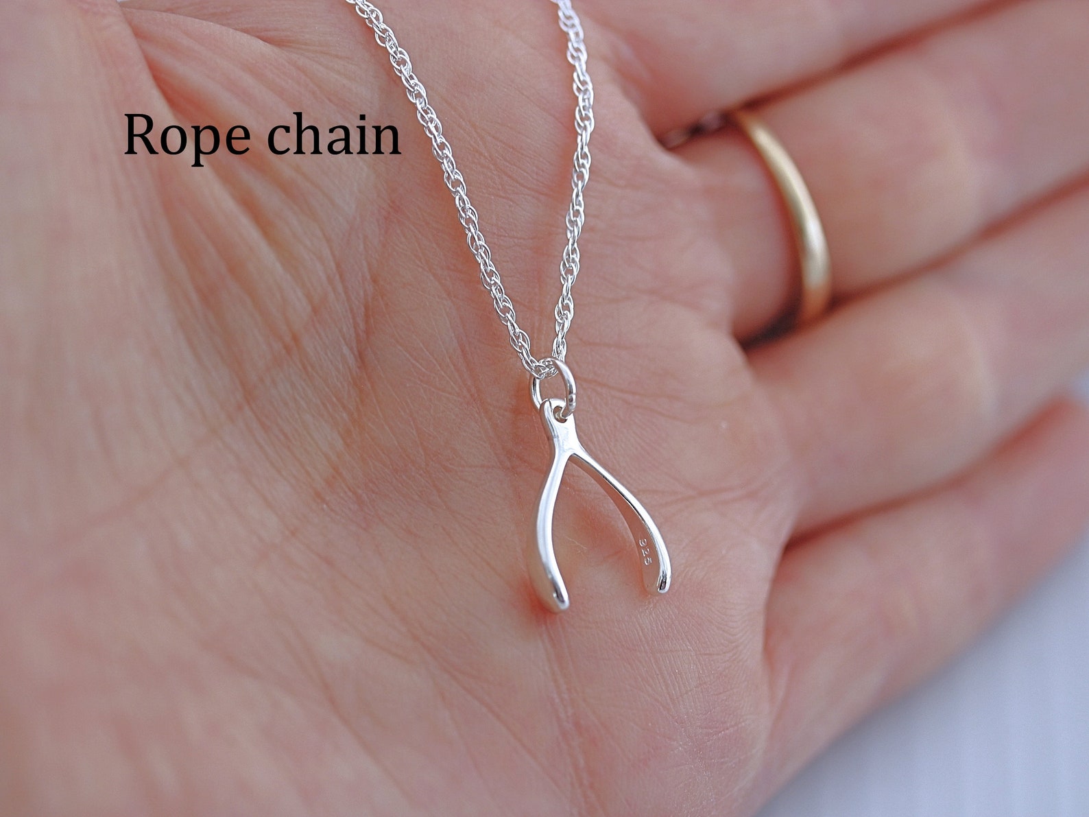 STERLING SILVER Wishbone Necklace Sterling Silver Italian Etsy