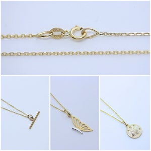 10k Yellow Gold 1 mm Anchor Cable Chain. 16 inch 10k Solid Yellow Gold Chain. Delicate Solid Gold Chain Necklace.Thin chain.Minimalist Chain