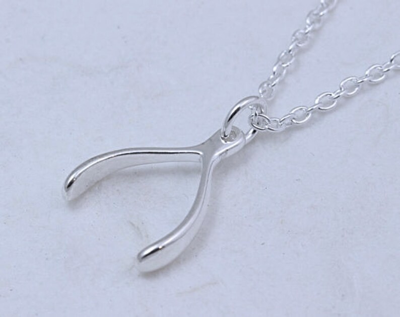 STERLING SILVER Wishbone Necklace Sterling Silver Italian Etsy