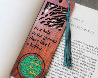 There Lived a Hobbit Wooden Bookmark