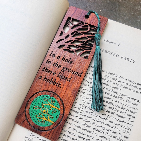 There Lived a Hobbit Wooden Bookmark