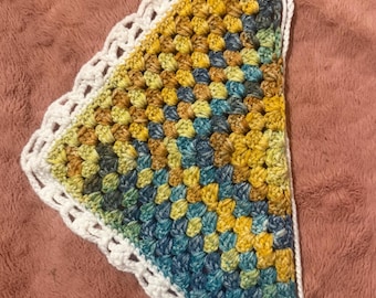 Granny square crocheted bandanna