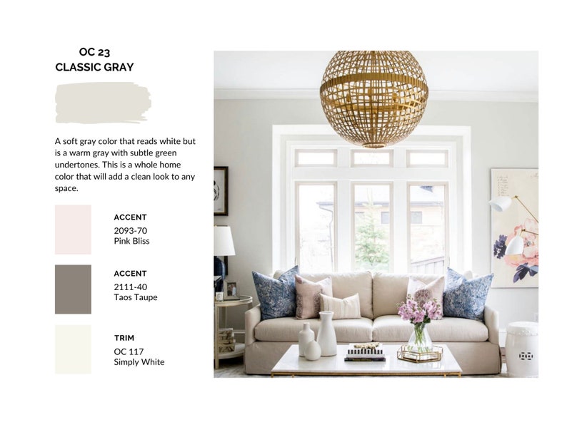 Benjamin Moore Classic Gray, Whole House Paint Color Palette, Benjamin