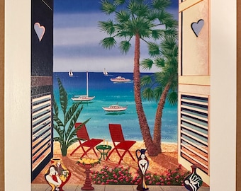 Fanch Ledan Volets Caribes Seriolithograph Art Print – Caribbean Beach Landscape (Park West COA)