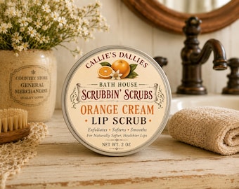Orange Cream Scrubbin’ Scrubs™ Lip Scrub | Handmade Sugar Lip Scrub | Honey/Coconut Lip Care