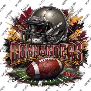 Commanders Football PNG, Gameday Sublimation Designs: Use for T-shirt, Stickers, Mug, Frame, Tumbler (Digital Download)