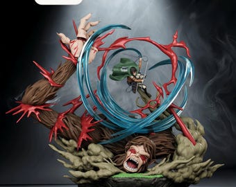 Archivo STL de Levi Vs Beast Titan Blitz – Diorama Anime – Descarga instantánea