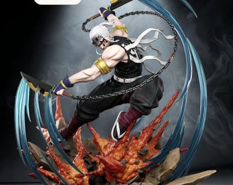 Archivo STL de Tengen Uzui Fury – Figura de guerrero anime – Descarga instantánea