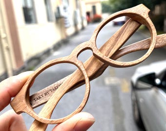 Óculos de madeira de entrada da TAKEMOTO, modelo MJX1104, feitos à mão, com bloqueio de luz azul, óculos de sol de madeira clara. Presente ideal para o Dia dos Pais.