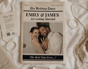 Wedding Newspaper Template, Editable Canva Template, The Wedding Times, Vintage Style Itinerary, Printable Newspaper, Digital Download