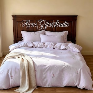 Cottagecore Lavender Bedding Set, Breathable Cotton Bed Sheets, Delicate Flower Embroidered Bed Set