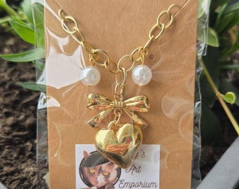 Heart and Pearl Necklace