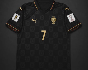Ronaldo 7 Portugal Soccer Jersey Black Football Shirt Unisex Fan Gift Sports Tee