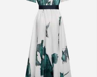 Women Boho Maxi Dress Elegant Floral Kaftan Beach Vacation Summer Party Gown