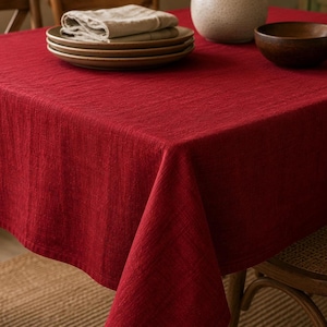 Nappe en lin, housse de table beige lavable sur mesure pour la table