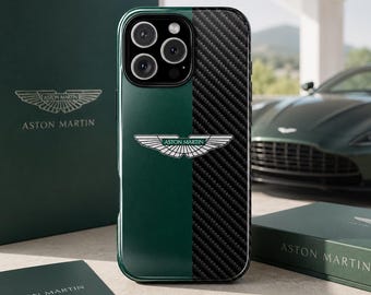 Aston Martin Logo Phone Case Carbon Fiber Cover for iPhone 17Pro, 16, 15, 14, 13, 12 Samsung S25, S24, S23, S22, A16, A26, Pixel 10, 9Pro, 8