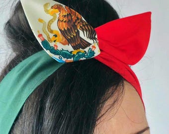 Mexico World Cup Headband, Wired Dolly Bow, Soccer Fan Hair Accessory