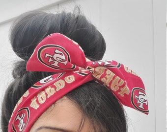 49ers bow headband, San Francisco 49ers pin up bow, Faithful to The Bay headband Dolly bow head bands, head band, hair bow