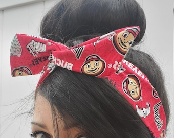 Ohio State University pin up bow, Buckeyes Dolly Bow, headband, Dolly bow head bands, head band, hair bow