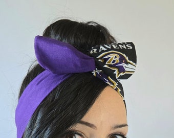 Baltimore Ravens Dolly Bow Headband, Wired Hair Bow