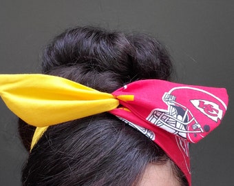 Kansas City Chiefs Dolly bow, pin up bow, Kansas City Dolly bow, head bands, head band, hair bow