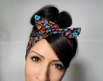 Floral dolly bow, pin-up, Rockabilly, headband, Chic Head wrap