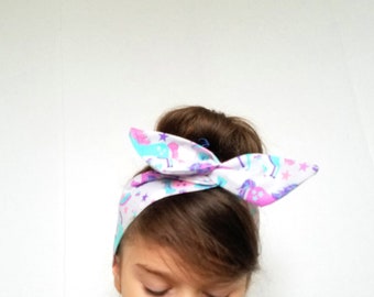 Unicorn dolly Bow, pin-up bows, Dolly bow Headband, hair bow head band Back order