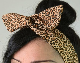 Cheetah Chic headband, dolly bow headband, Chic Head wrap,