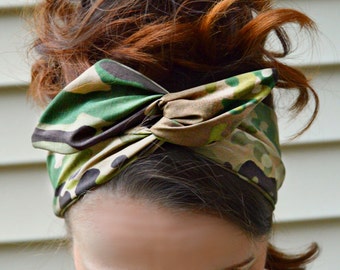 Army Girlfriend, US Army Multicam, Camo Dolly bow, Multicam American head band, hair bow