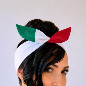 Italy Dolly Bow Headband, Italian Flag Soccer Headband, Wired Hair Game Day Fan Gift Accessory
