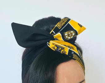 Boston Bruins Dolly Bow Headband – Wired Fan Hair Accessory | Game Day Headband