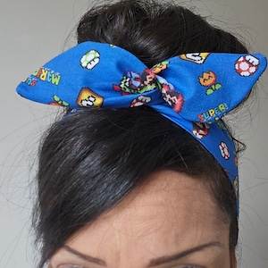 super mario fabric bow,  Mario bow, headband, Dolly bow head bands, head band, hair bow