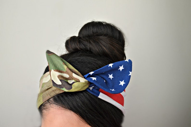 Dolly bow headband Army American Flag head band Army Girlfriend hair bow hair bow Army American flag headband A1
