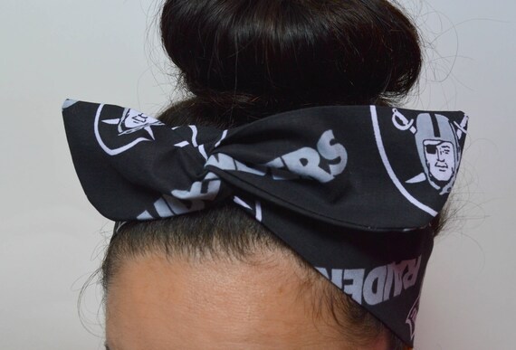 HANDMADE Oakland Raiders Black Women Headband Hair Accessory Hair Band W//Elastic
