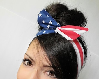 4th of July pin up bow,  dolly bow, American flag headband, Dolly bow head bands, American Flag head band, hair bow